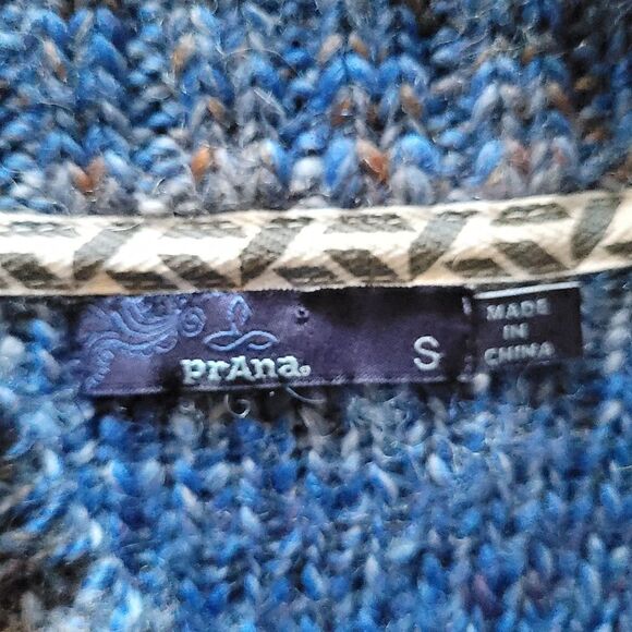 PrAna Claus Blue Knit Pullover Wool Blend Nordic Sweater Women's Small - Picture 7 of 11